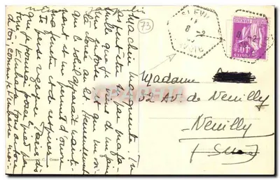 Lanslevillard (Savoie) — widok panoramiczny z kościołem i zasnieżonym szczytem — wydawca: Brunner & Cie, Como — Rewers