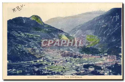 Bilhete postal antigo Moutiers Vista Geral