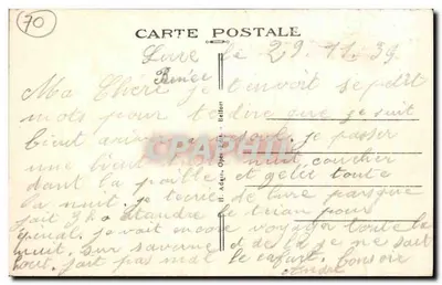Bilhete postal antigo Lure Rue De La Gare — Verso