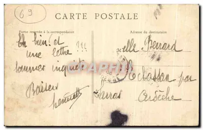 Lyon — Ile Barbe, vista desde Saint-Rambert — B. F., París, n° 665 — Reverso