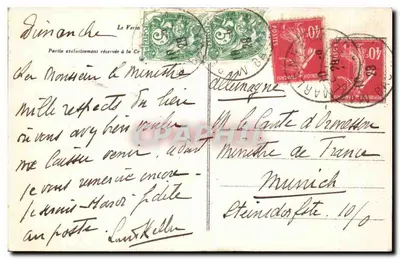 Zamek w Odratzheim (Bas-Rhin) — widok z parku z statuą — E. Tutkovits, wyd., Cronenbourg — Rewers