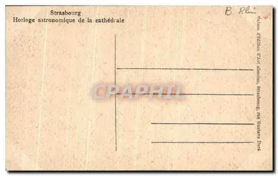 Strasbourg — Astronomiczny zegar katedry — Salaison d'Édition d'Art sélection, Strasbourg, n° 104 — Rewers