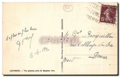 Cauterets — Ogólny widok z Mamelon Vert — Bracia Bloc, Wydawcy, Biarritz — Rewers