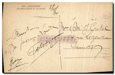 Lourdes — La Basilique et le Gave — Édition E. Quinat, Lourdes — Rewers