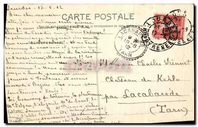 Zamek w Lourdes widziany z Tarasy Rozmarynnej — Les Hautes-Pyrénées — fototypia Labouché Frères, Toulouse — Rewers