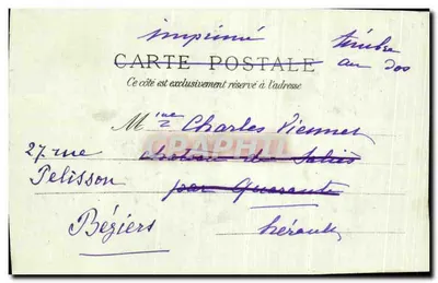LOURDES - O Castelo e o Gave — B. T. Éditeur, N° 194 — Verso
