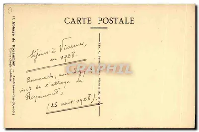 Abadia de Royaumont — Vista do claustro — Editor G. Barrault, Viarmes — Verso