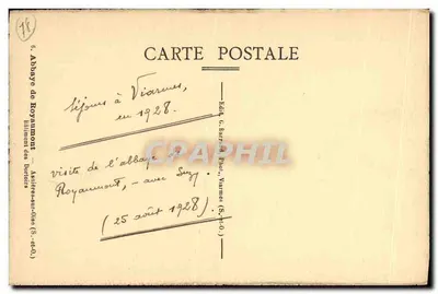 Abbey of Royaumont — Visit in 1928 — Published by G. Barré, Viarmes — Back