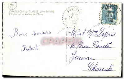Chatillon-sur-Cluses — A Igreja e a Vale do Arve — Foto Combier Macon — Verso