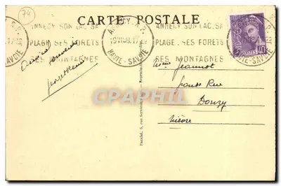 Duingt (Haute-Savoie) — Vista del lago y Parmelan — n°128 — Reverso