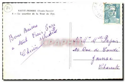 Saint-Jeoire (Alta Saboia) — O bairro da Torre de Ferro — Bilhete postal antigo n°74 — Verso