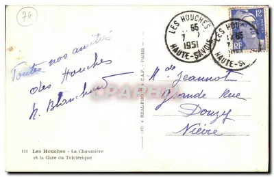 Les Houches - Chaumière i Stacja Teleferyku — C.A.P. n°111 — Rewers