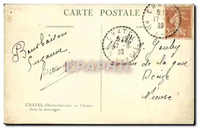 Châtel (Haute-Savoie) — Chałupy w górach — Karta pocztowa — Rewers