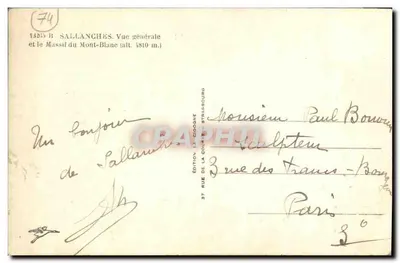 Sallanches — Ogólny widok i Massif du Mont-Blanc (wys. 1810 m.) — Wydawnictwo La Cigogne — Rewers