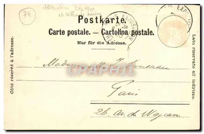 Boska Dromadery i Wierzchołek Mont-Blanca — Charnaux Frères & Cie, Genewa, nr 1080 — Rewers