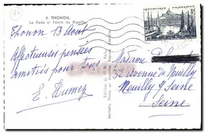 Thonon-les-Bains — A Baía e Ponta de Ripailla — Éditions du Globe, Paris — Verso