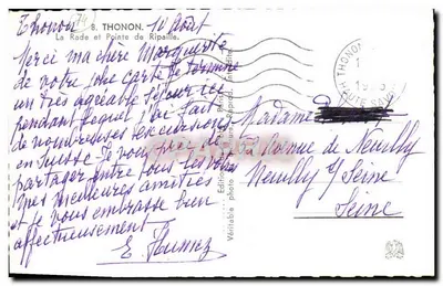 La Bahía y Punta de Ripaille — Thonon — Edición fotográfica París, n°74 — Reverso
