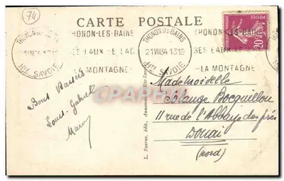 Thonon-les-Bains (Alta Saboia) — Hotel do Parc — Verso