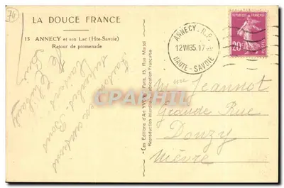 Annecy e seu Lago (Alta Saboia) — Retorno de passeio — Les Editions d'Art YVC, Paris — Verso