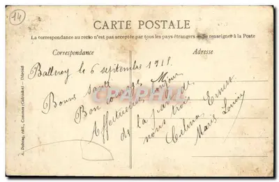 Bilhete postal antigo Balleroy O Castelo Lado do jardim — Verso