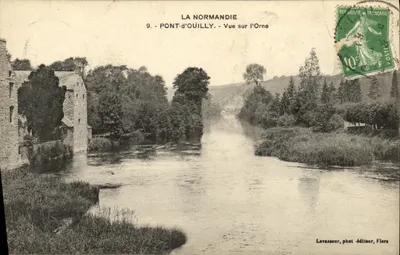 Pont-d'Ouilly - Vista sobre a Orne — Levasseur, fotógrafo-editor, Flers