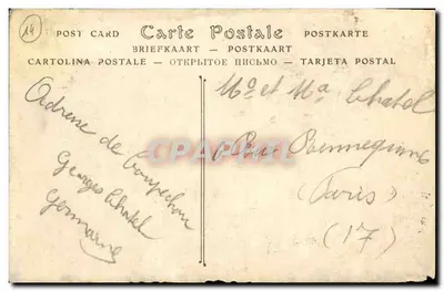 Stara pocztówka Lisieux Szczegółowy widok starego dworu Salamandry — Rewers