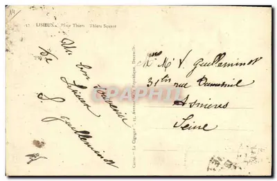 Lisieux — Place Thiers — editor desconhecido, n° 57 — Verso