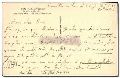 Deauville — A Doca, o Canal — Cartas & A Chérogne, Deauville — Verso