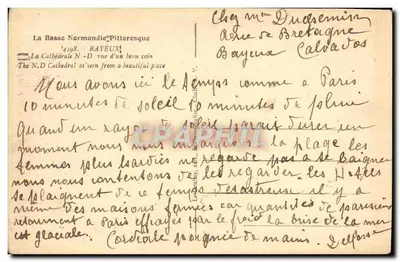 A Catedral N.-D. vista de um belo canto — Bayeux — editor V. Leontiey — Verso
