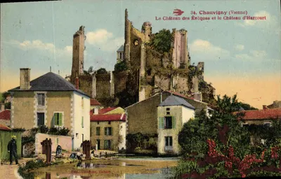 Chauvigny (Vienne) — O Castelo dos Bispos e o Castelo de Harcourt — Editor Gauveau, Tabars, n°34
