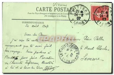 Poitiers — Widok z drogi do Paryża — Rochers du Porteau — LL. — Rewers