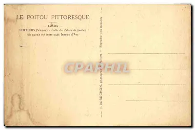 Sala do Palácio de Justiça em Poitiers — onde teria sido interrogada Joana d'Arc — J. Robuchon, Poitiers — Verso
