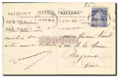 O Castelo de Denant — desaparecido — Coleção A. Rohin, Fontenay-le-Comte, n° 01782 — Verso
