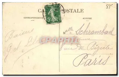 Bilhete postal antigo Bretignolles Vista Geral da Parede Corte de Mar nas Rochas do Forno de Catteau — Verso