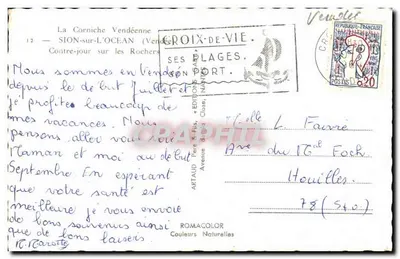 Aanzichten van rotsen in Sion-sur-Ocean — Croix-de-Vie — Uitgave Artaud Frères — Achterkant
