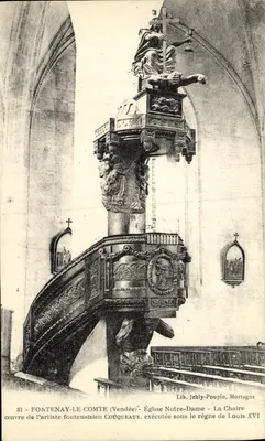 Fontenay-le-Comte (Vendée) - Igreja de Nossa Senhora - A Cátedra - obra do artista fontenaisien Couqueaux, executada durante o reinado de Luís XVI