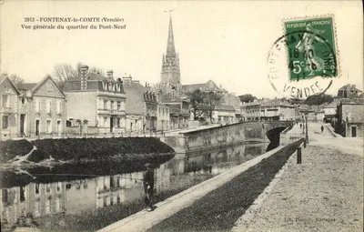 Fontenay-le-Comte (Vendée) — Vista geral do bairro do Pont-Neuf — Lib. Bourgin, Mortagne