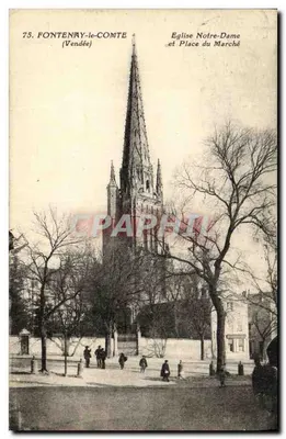 Fontenay-le-Comte (Vendée) — Igreja de Nossa Senhora e Praça do Mercado — Fototipia Jehly-Phin, Mortagnes