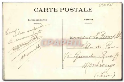 Croix-de-Vie (Vendée) — Rochos da Grande Côte — editor anônimo, n° 3962 — Verso