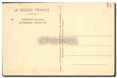 Avignon - Katedra - Duża nawę — Wydawca: La Douce France, nr 44 — Rewers