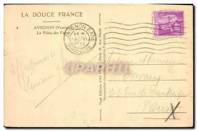 Avignon — O Palácio dos Papas — Les Éditions d'Art VIVON, Paris — Verso