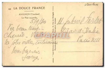 Avignon (Vaucluse) — Le Pont suspendu — Les Éditions d'Art Yvon, Paris — Verso