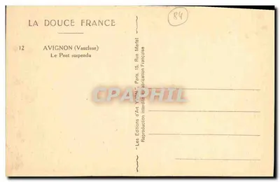 Avignon (Vaucluse) — O Ponte Suspensa — Les Éditions d'Art Vignon, Paris — Verso