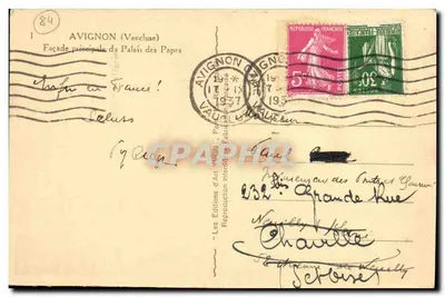 Avignon — Fachada principal del Palacio de los Papas — Les Editions d'Art 'Vignon' — Reverso