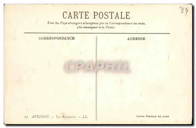 Avignon — Os Muros — Carta Postal de Luxo — Verso