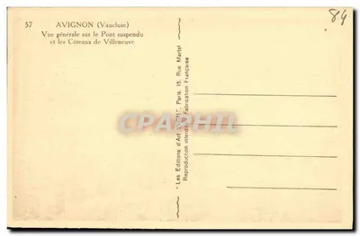 Avignon (Vaucluse) — Vista geral sobre o Ponte Suspensa e os Coteaux de Villeneuve — Éditions d'Art Yvon, n°57 — Verso
