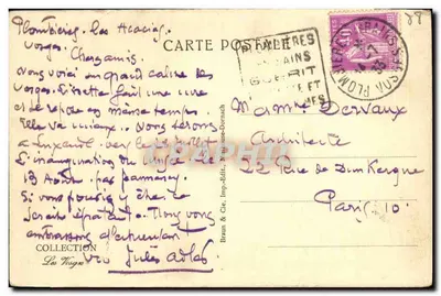 Le Breuil na floresta de Herival — As Vosges pitorescas — Braun & Cie, Imp. Edite, Mulhouse-Dornach — Verso