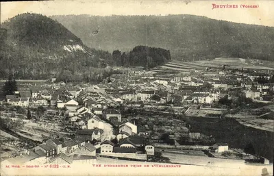 Bruyères (Vosges) — Vista geral tirada da Helledrave — Ad. Weick, Saint-Dié, n° 6132