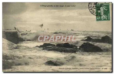 Mar agitada sob tempestade — Nova Coleção Vendéenne, Lucien Amiaud, Sables-d'Olonne — N° 1402