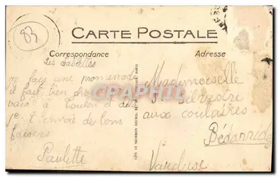 Bilhete postal antigo Les Sablettes — Verso